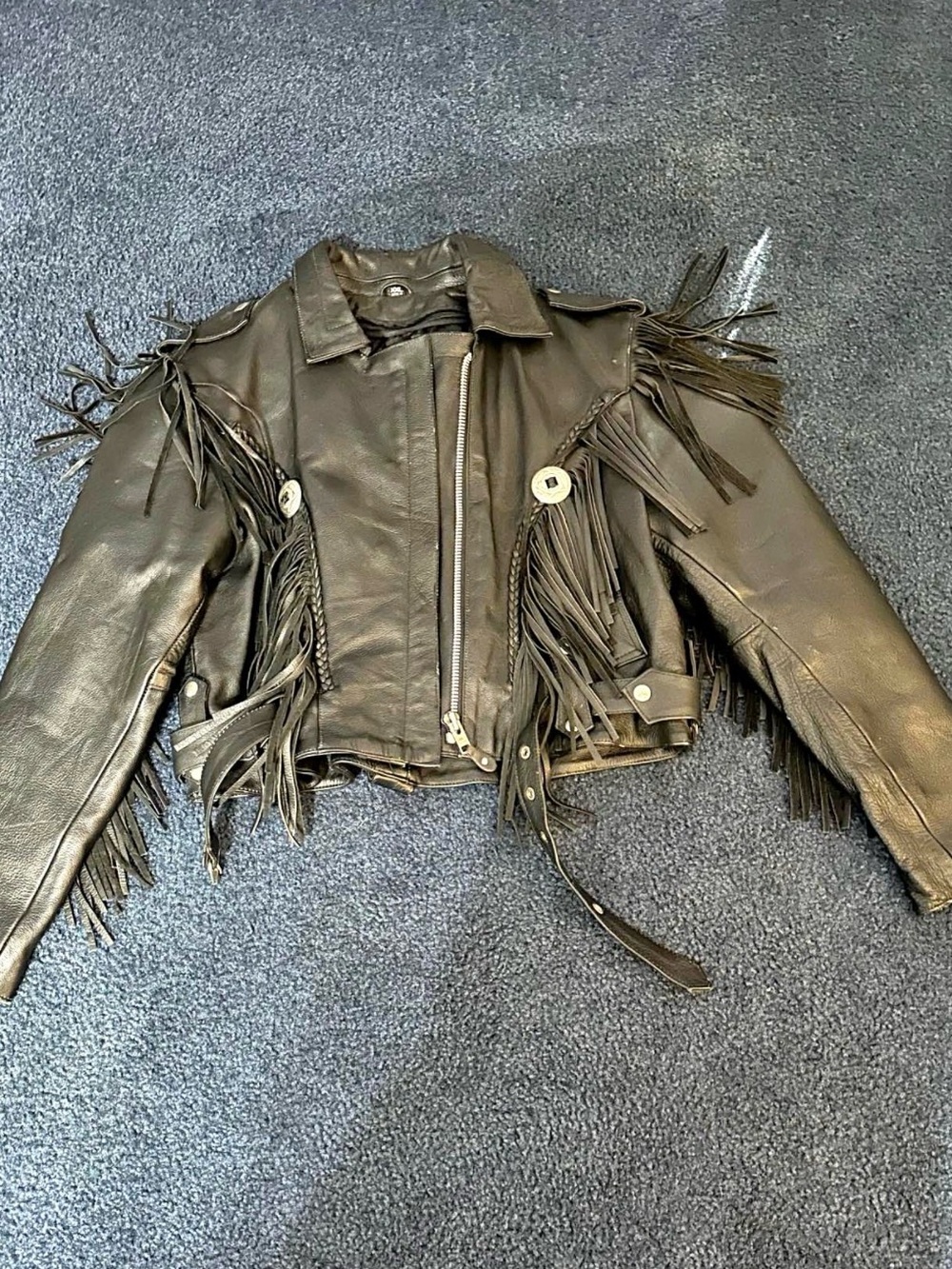 Women’s Black Fringe Leather Jacket & Chaps